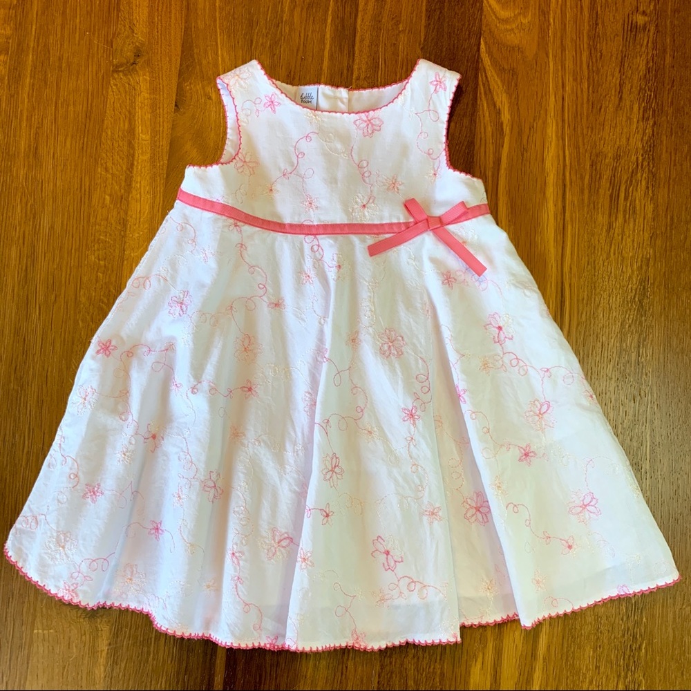 Babble Boom Pink & White Embroidered Dress
